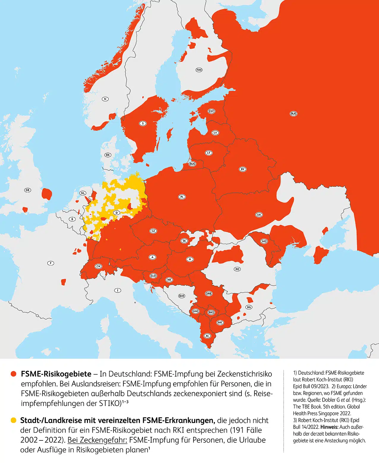 Übersicht der Zecken Risikogbiete Europa