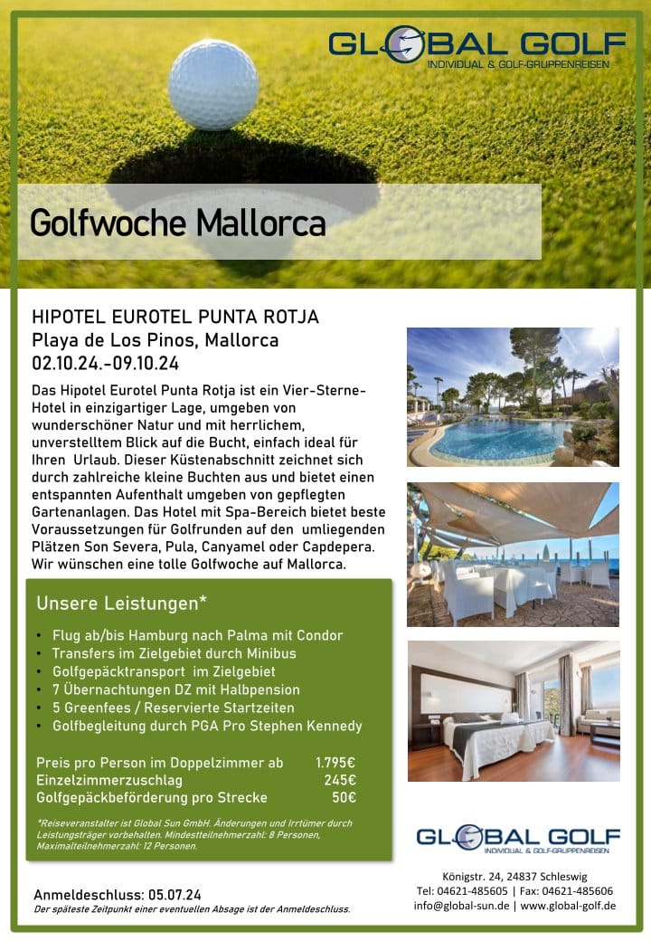 Mallorca Golfwoche mit Pro 02.10.24