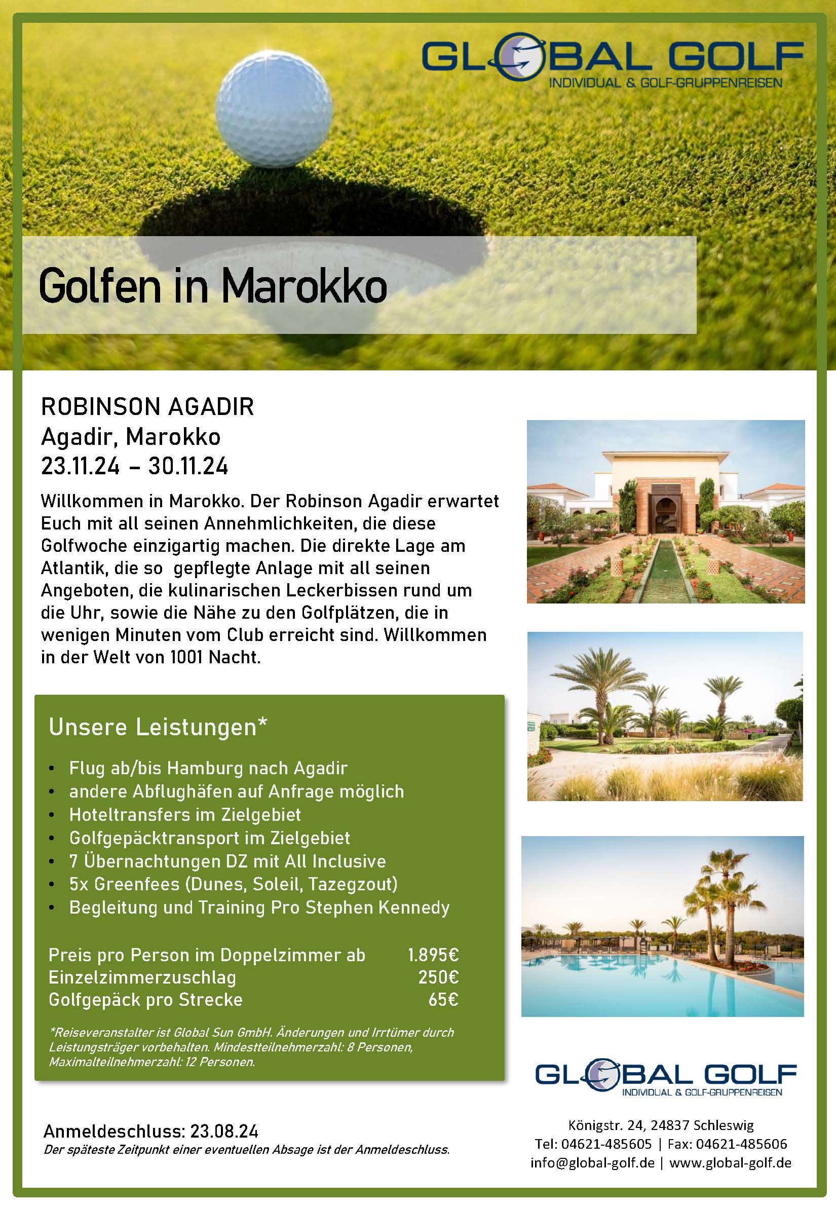 Golfreise mit Pro Agadir, Marokko 23.11.24