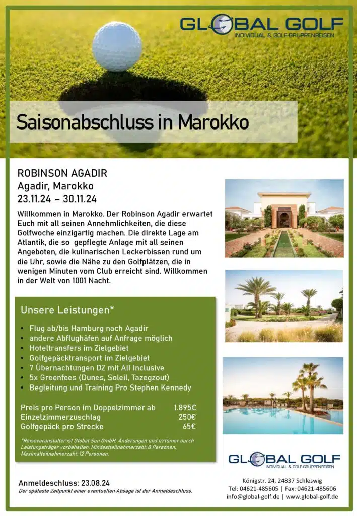 Golfreise mit Pro Agadir Marokko 11.24