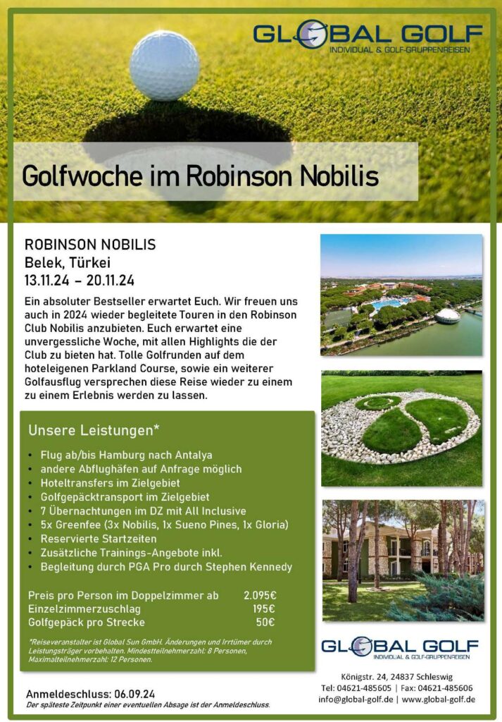Golfreise mit Pro in Robinson Nobilis 13.11.24