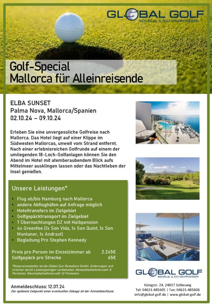 Single Golfreise Elba Sunset Mallorca 02.10.24