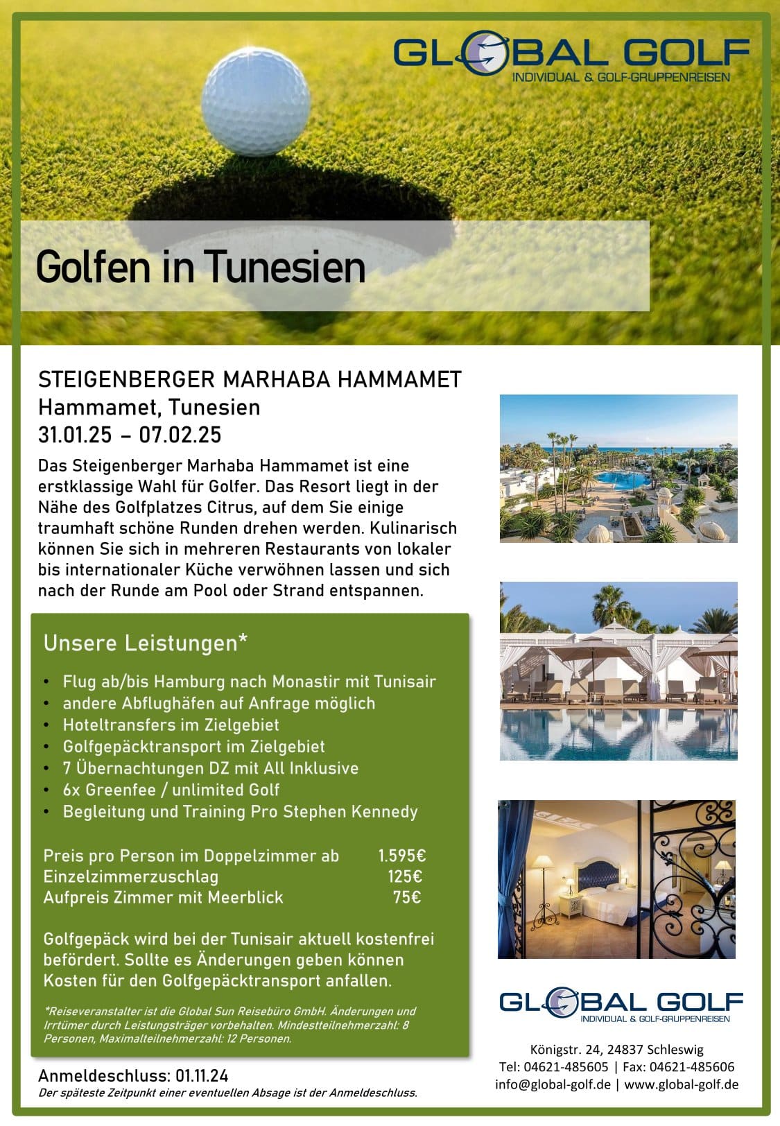 Unlimited Golf in Tunesien - Golfgruppenreise 31.01.25