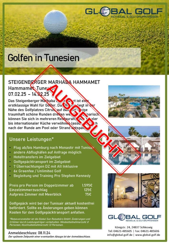 Unlimited Golf in Tunesien - Golfgruppenreise 07.02.25