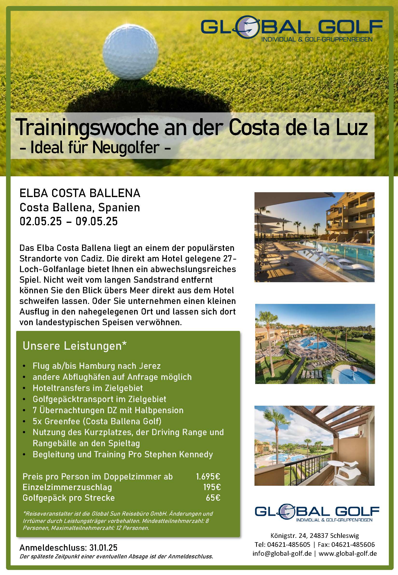 Golf Trainingsreise an die Costa de la Luz 02.05.25