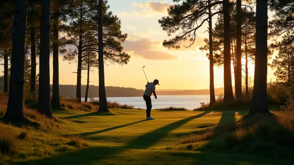 Präzision Golf zwischen Kiefern