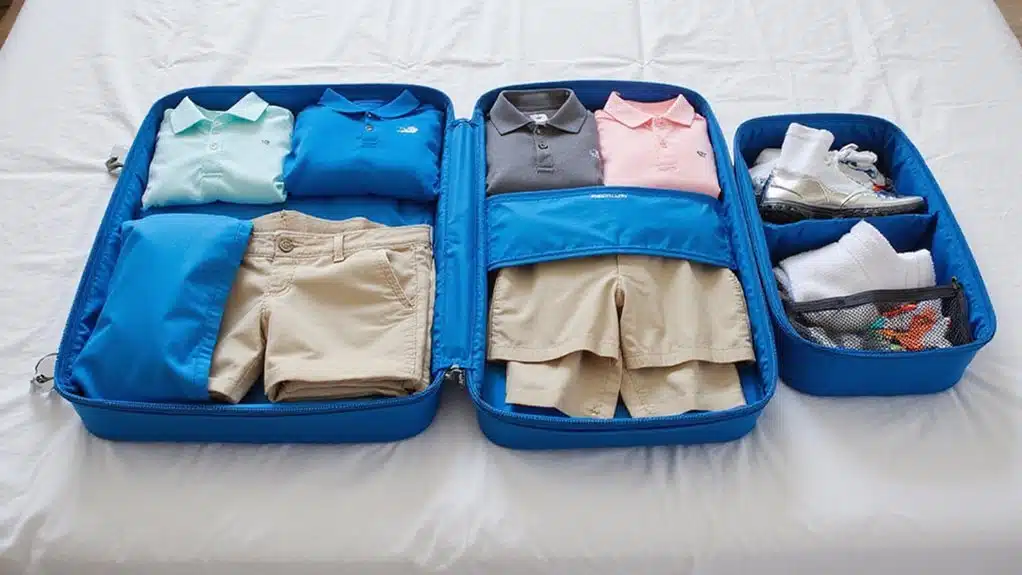organisierte Golf-Reiseutensilien