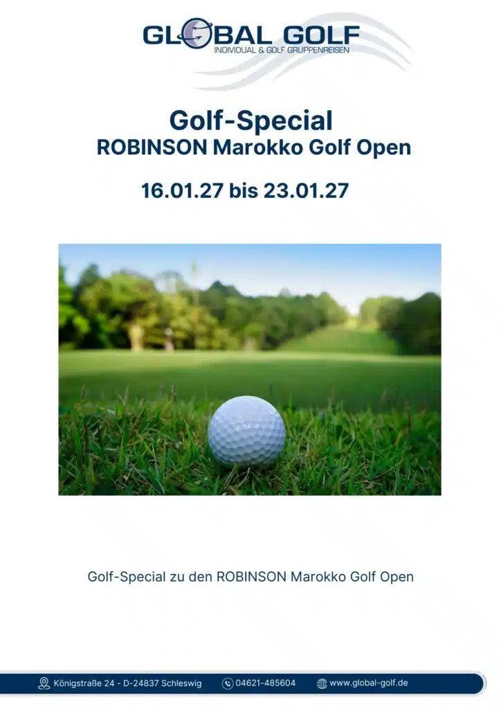 Golfreise-Special mit Teilnahme an den vier Turnierrunden der Marokko Golf Open 2027 inkl. Verpflegung und Siegerehrung.