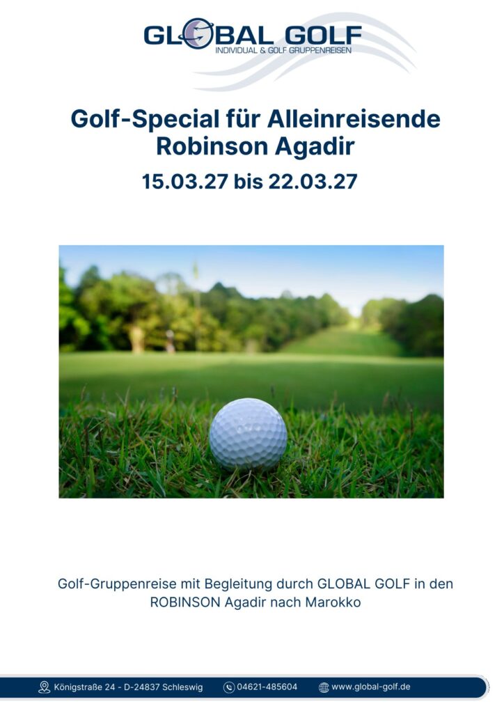 Golf Gruppenreise für Singles in den Golf Robisnon Club Agadir, Tunesien, mit PGA Pro